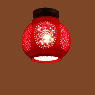 阳台红灯笼吸顶灯走道灯现代简约中式陶瓷吸顶灯2024新款阳台灯