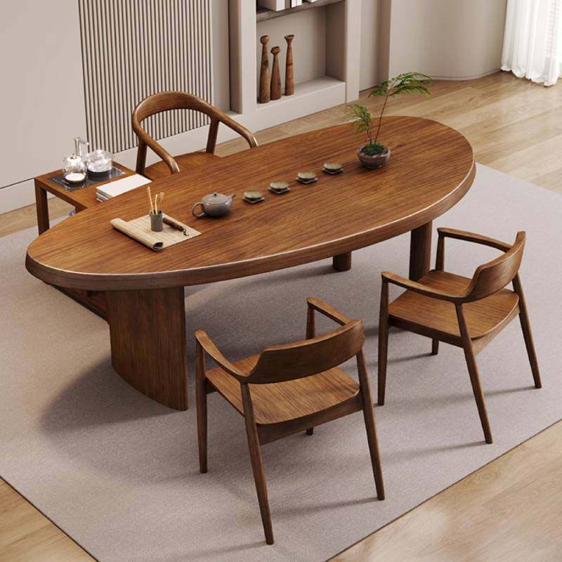 简约现代弧形实木茶桌椅组合办公室酒店原木泡茶桌子茶台客厅茶几