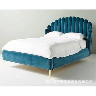 新设计美式 轻奢家居家具卧室现代特大号天鹅绒公主床异形丝绒布