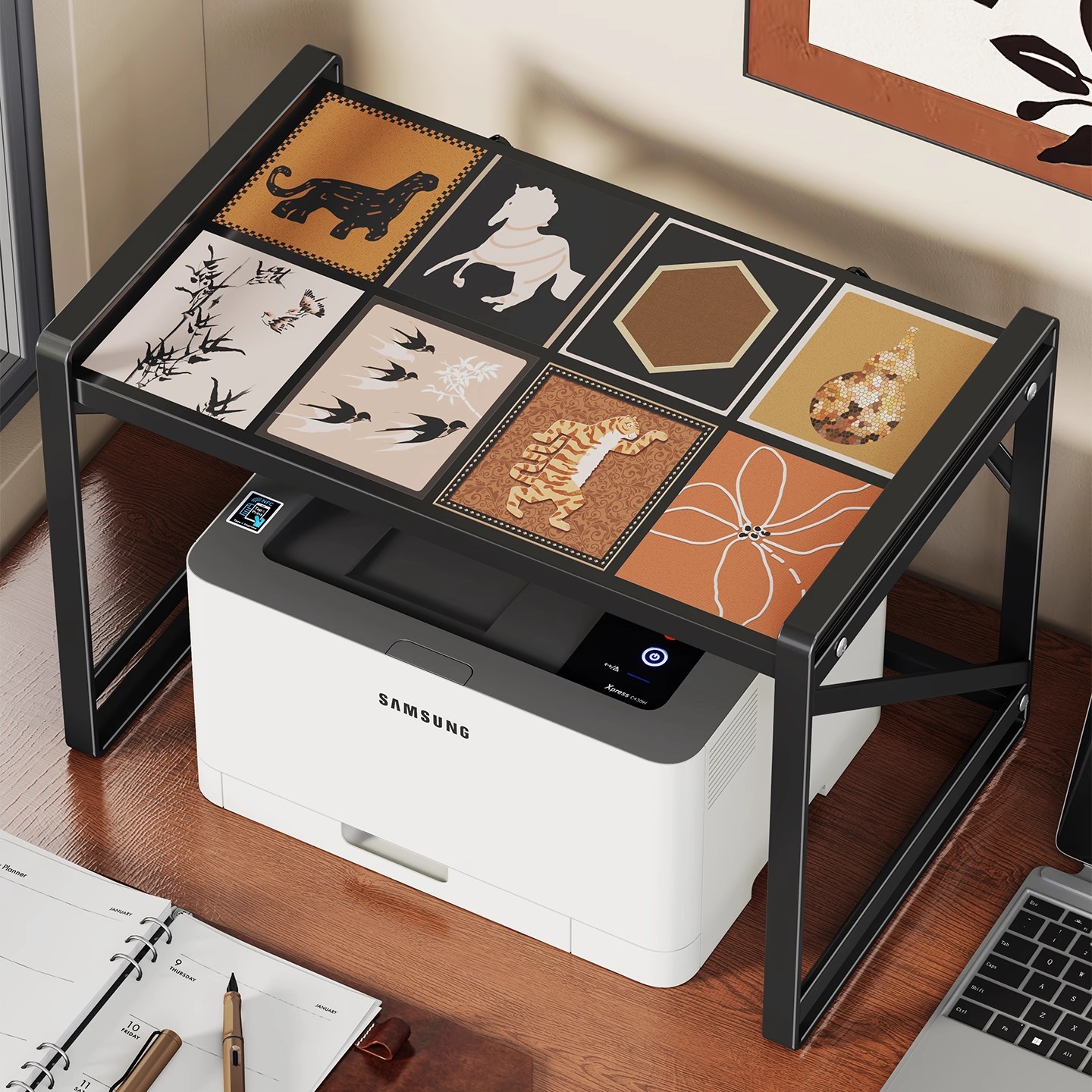 打印机置物架台面小型双层放置架办公室桌面复印机多功能收纳支架