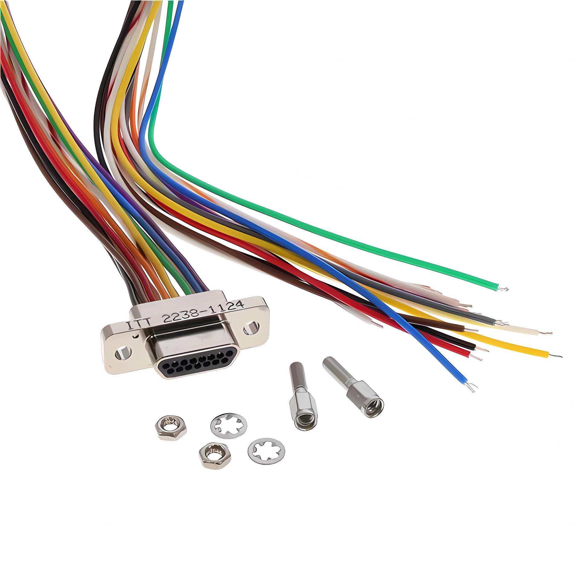 1.27mm间距15路Micro-D连接器MDM-15SH003B-A174,铝合金外壳DB线