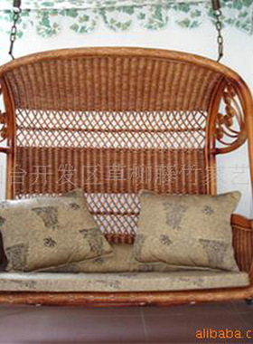 14008藤制家具厂家批发 藤编吊椅吊兰双人休闲藤吊篮