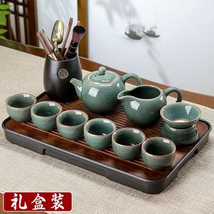 茶具套装 德化陶瓷茶具家用喝茶泡茶具办公室会客 哥窑功夫茶具套装