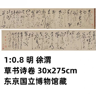 徐渭草书春雨诗卷复古书法字画真