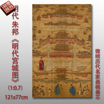 明朱邦宫城图古代紫禁城全景图画