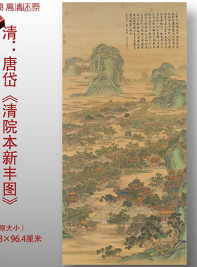 清代唐岱院本新丰图传统山水国画
