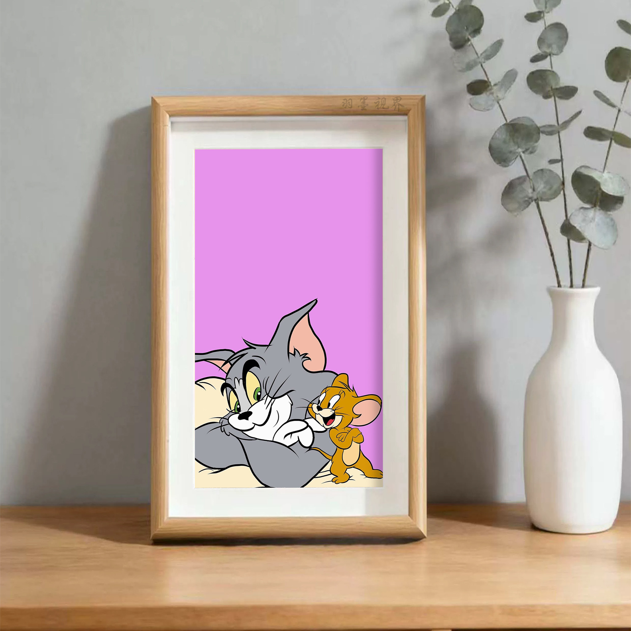 猫和老鼠卡通装饰画趣味可爱桌面摆画卧室背景墙治愈系挂画
