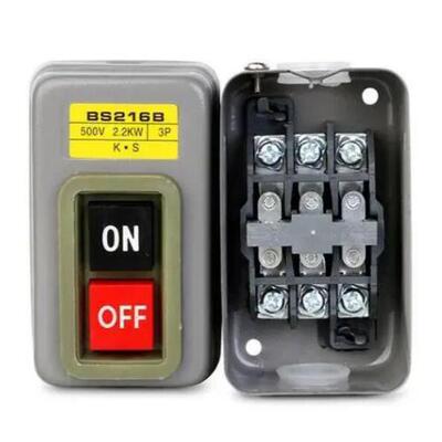 铁盒按钮开关BS-230B 216B211B三相电机220V380V单相启动押扣开关