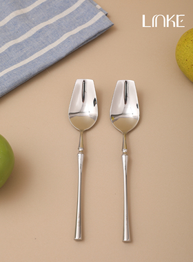 Linke 邻可优雅郁金香小蛮腰餐勺18-10 不锈钢甜品勺家用饭勺食品
