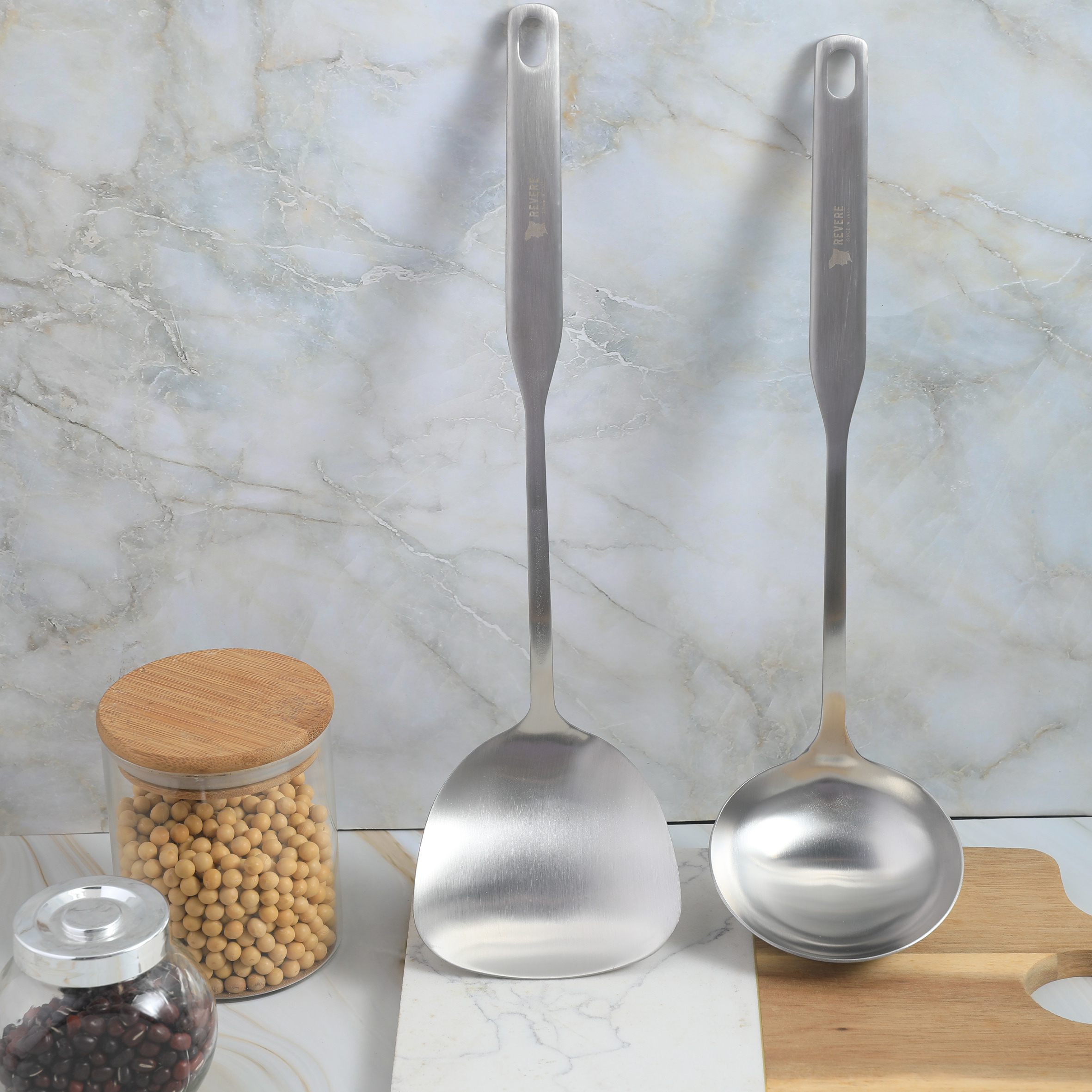 美国Revere不锈钢锅铲汤勺厨具加长大号炒菜勺