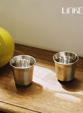 LINKE邻可 · 不锈钢茶杯2只装 咖啡杯 拉丝工艺保温水杯金属杯
