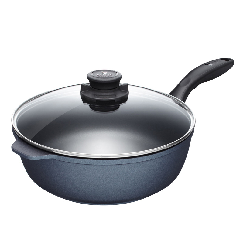 美国REVERE康宁蓝宝石不粘锅带盖平底煎锅煎盘牛排煎蛋炒锅28cm