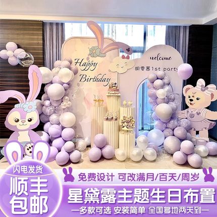 星黛露女孩十周岁10两岁生日装饰场景布置气球儿童十二背景墙kt板