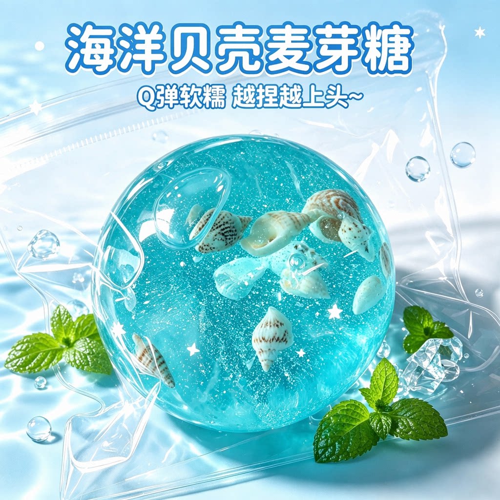 小红书同款薄荷蓝樱花粉椰子油麦芽糖手作球捏捏手工diy解压玩具