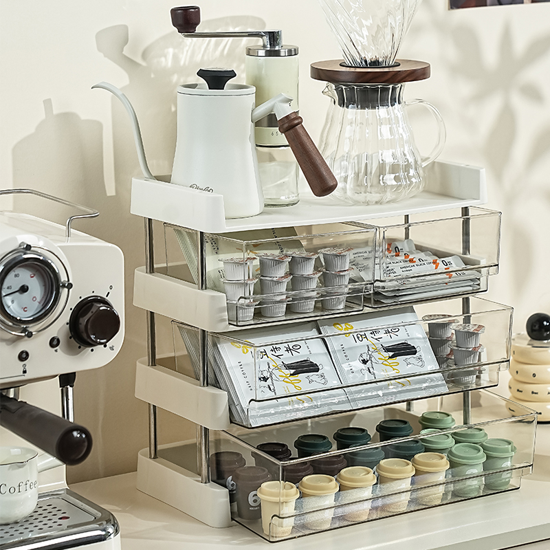 茶包收纳盒桌面茶具整理盒办公室茶水间咖啡胶囊零食多功能置物架