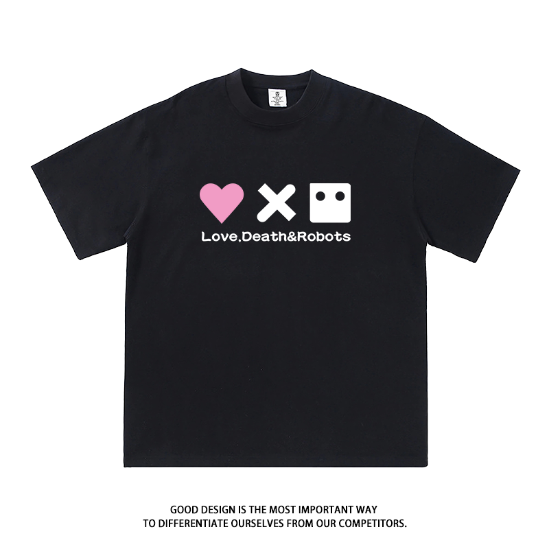 美剧爱死亡和机器人周边短袖t恤爱死机简约创意男女纯棉半袖夏季