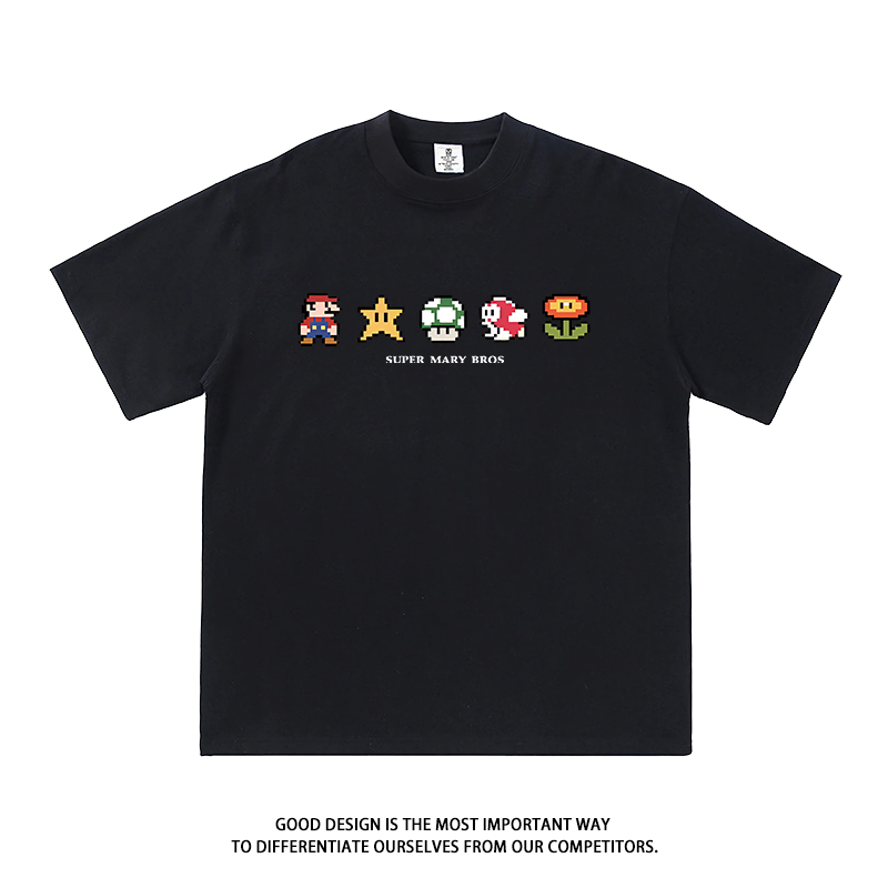 超级玛丽短袖t恤创意趣味卡通动漫FC游戏马里奥男生纯棉半袖夏季