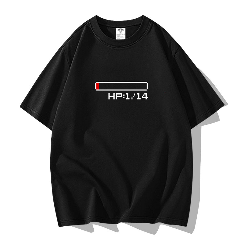 HP:1\14血条血量不足短袖游戏动漫t恤青少年男女学生纯棉夏季衣服,男装,T恤,淘宝优惠券,粉丝福利购,淘宝优惠卷