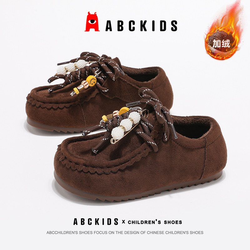 ABCkids童鞋女童勃肯鞋冬季加绒保暖儿童棉鞋中大童防滑二棉鞋女