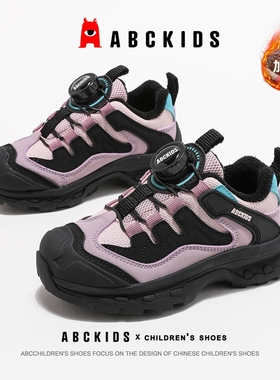 ABCkids童鞋女童加绒运动鞋冬季儿童二棉鞋休闲童鞋女孩保暖棉鞋