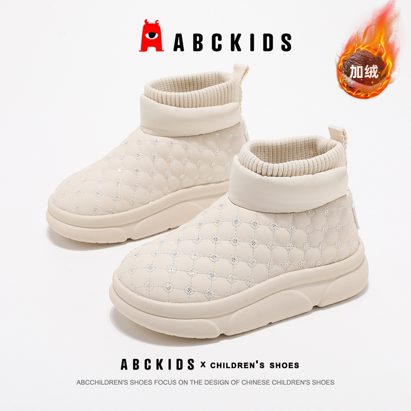ABCkids童鞋儿童雪地靴女孩冬季加绒加厚保暖大棉鞋女童防滑棉靴