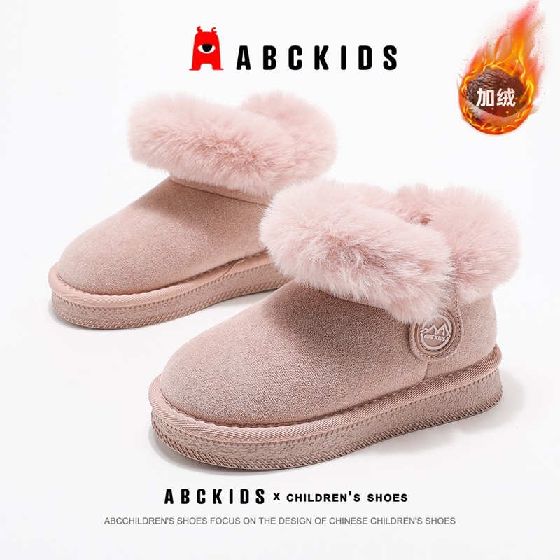 ABCkids童鞋女童雪地靴加绒加厚冬季毛毛童鞋儿童东北抗寒棉靴子