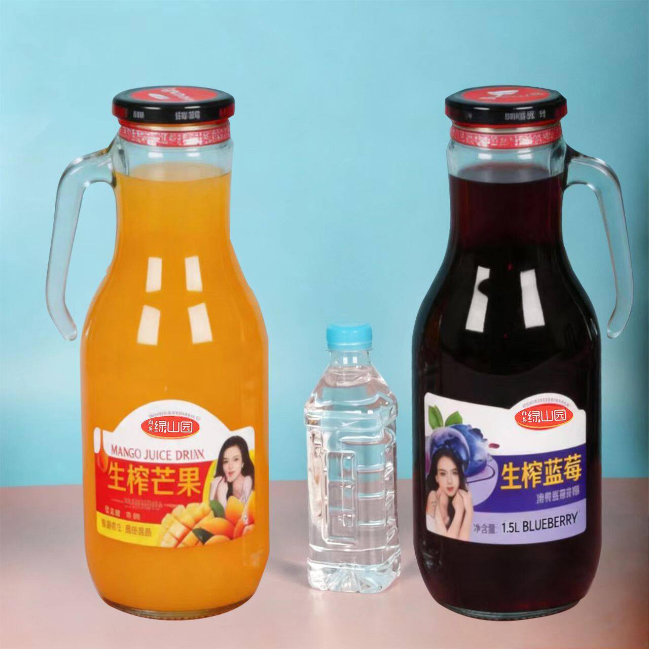 1.5升芒果汁蓝莓汁整箱玻璃瓶婚宴酒席聚会果汁饮品