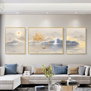 GULAGOS 现代轻奢客厅装饰画简约三联壁画沙发背景墙背有靠山挂画