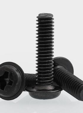 黑色PWM十字圆头带垫螺丝螺钉带介M2.5 M2M3M4*3x4x5x6x8x12x16mm