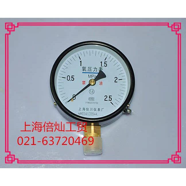 上海天川仪表厂YO60氧气压力表YO100禁油螺纹M14*1.5M20*1.5YO150