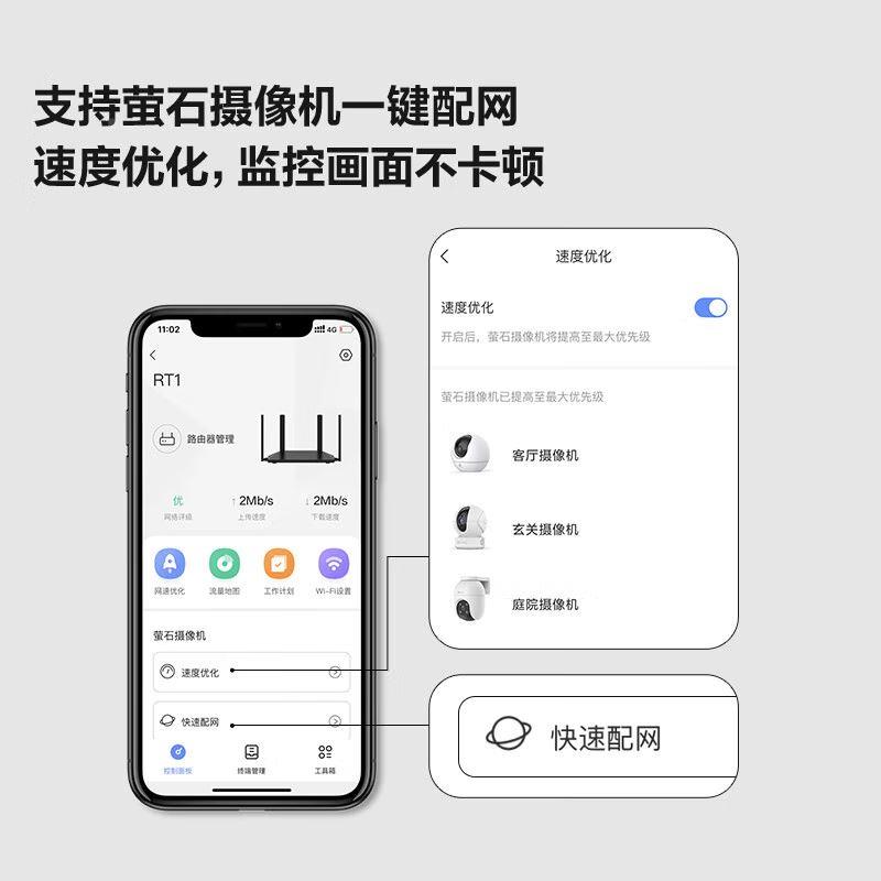 萤石RT1智能家居路由器 wifi6 AX3000双频千兆高速家用光纤路由器