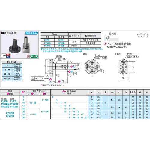 悬臂销 法兰型 螺栓固定型圆型FXFB PFXFB SFXFBFXEB PFXEB SFXEB