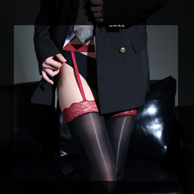 SEVER私物：性感蕾丝吊袜带长筒丝袜套装极光油亮吊带袜马油袜女