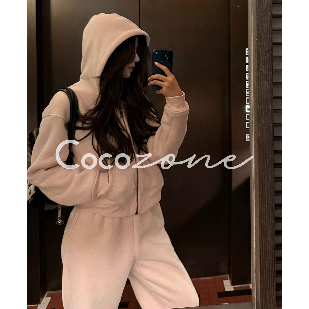 COCO ZONE 刘 一一 “落樱粉”连帽纯色舒适休闲裤/外套 CD1A1837,女装/女士精品,卫衣/绒衫,淘宝优惠券,粉丝福利购,淘宝优惠卷