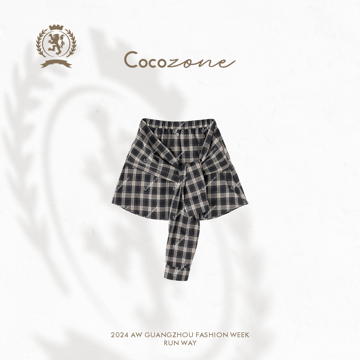 COCO ZONE 刘一一 设计感格纹显瘦短裙松紧腰撞色半裙CC1C2289
