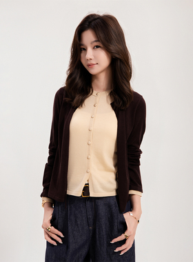 COCO ZONE 刘11 【100绵羊毛】文艺风假两件毛织上衣CD1A1019