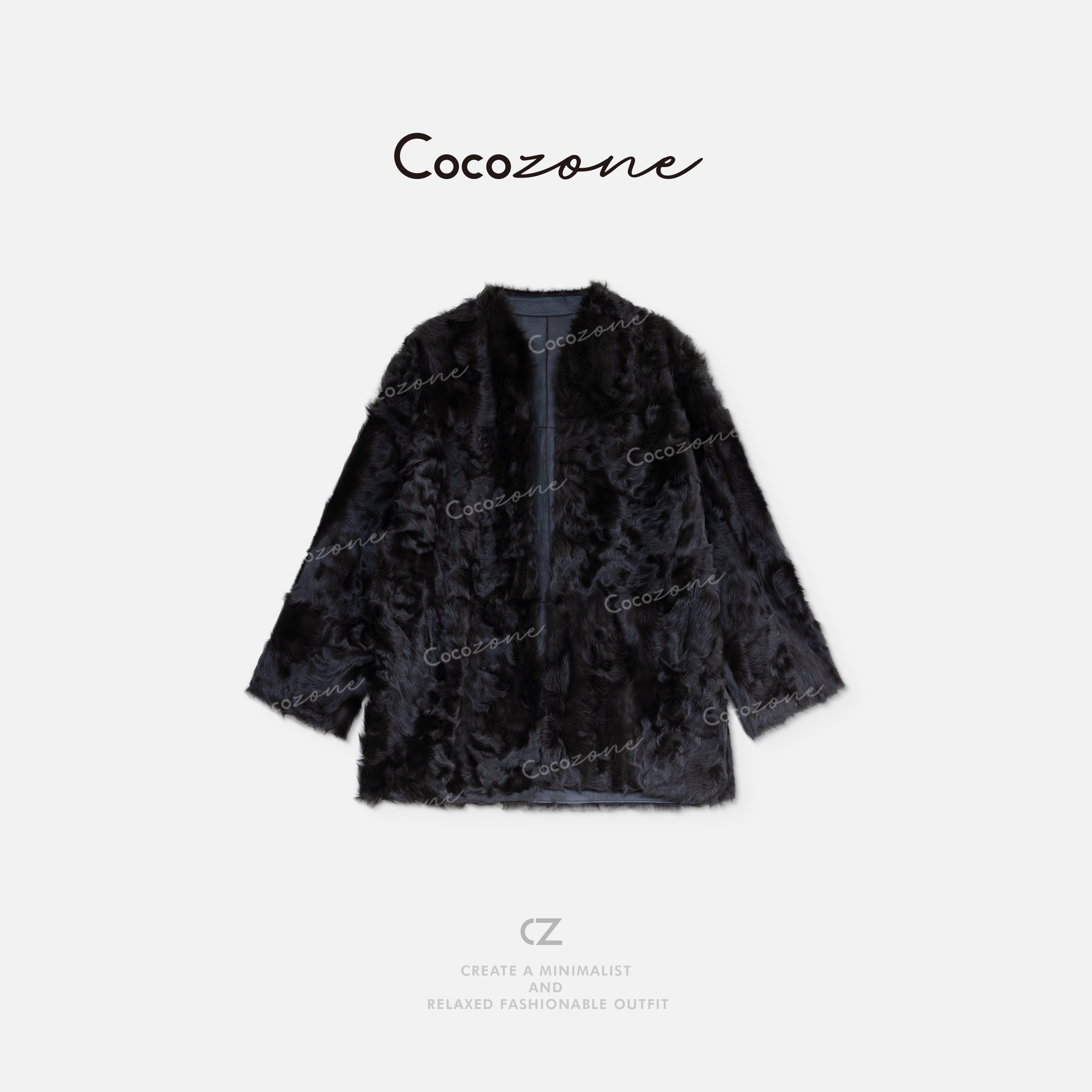 COCO ZONE 刘11“鎏金胡羊”皮毛一体波浪纹理皮草 CD2A2034