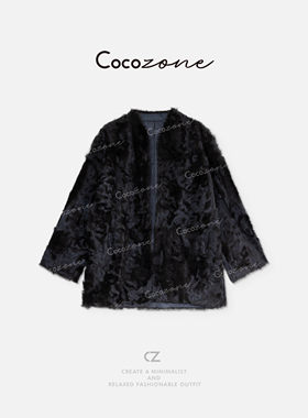 COCO ZONE 刘11“鎏金胡羊”皮毛一体波浪纹理皮草 CD2A2034