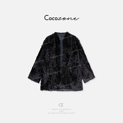 COCO ZONE 刘11“鎏金胡羊”皮毛一体波浪纹理皮草 CD2A2034