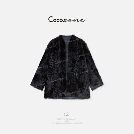 COCO ZONE 刘11“鎏金胡羊”皮毛一体波浪纹理皮草 CD2A2034
