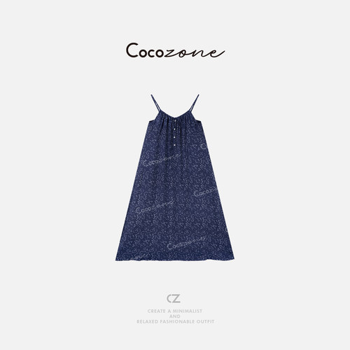 COCO ZONE 刘一一法式设计感气质显瘦吊带连衣裙裙子 CD1A0422