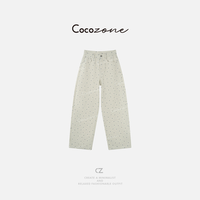 COCO ZONE 刘11【100棉】度假风小碎花显瘦牛仔裤CD1A0601