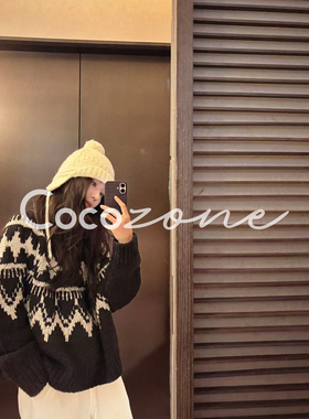COCO ZONE 刘11 “CD毛衣”羊毛混纺密集提花毛织上衣 CD2A3002