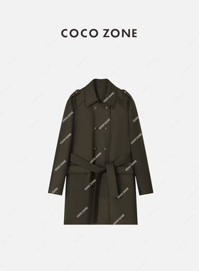 COCOZONE刘112025春季新款翻领时尚通勤风衣长袖外套女23C19469