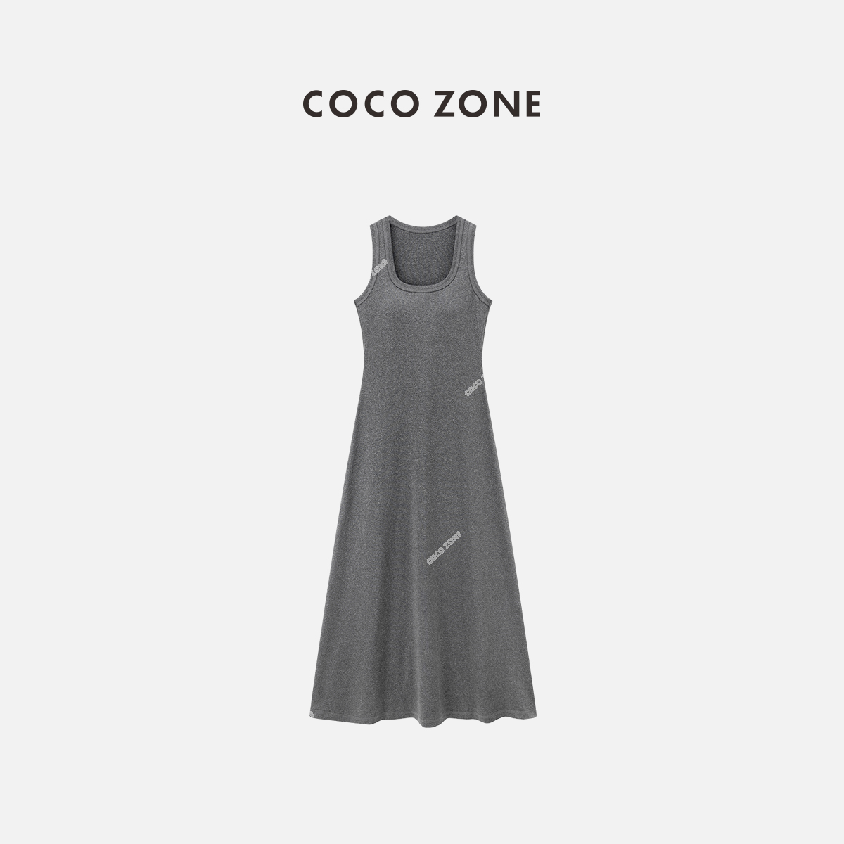 COCOZONE刘一一2025早春轻松驾驭法式吊带无袖连衣群长裙CC1B0750