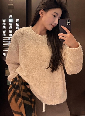 COCO ZONE 刘11 【羊毛混纺】韩版圆领羊毛毛织上衣 CD1A1370