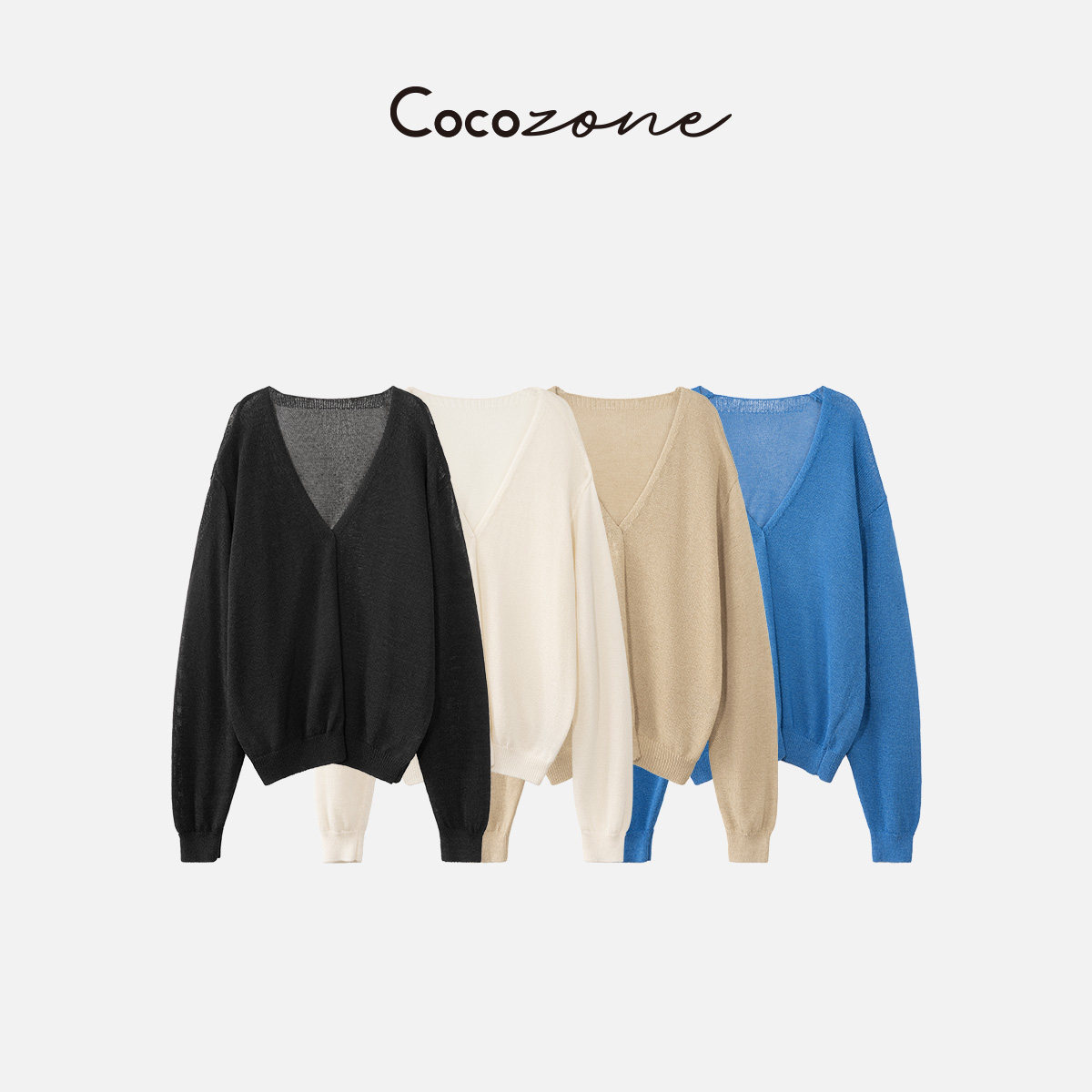 COCO ZONE 刘一一"零压力开衫"和纸纱V领长袖毛织上衣夏 CF2A0807
