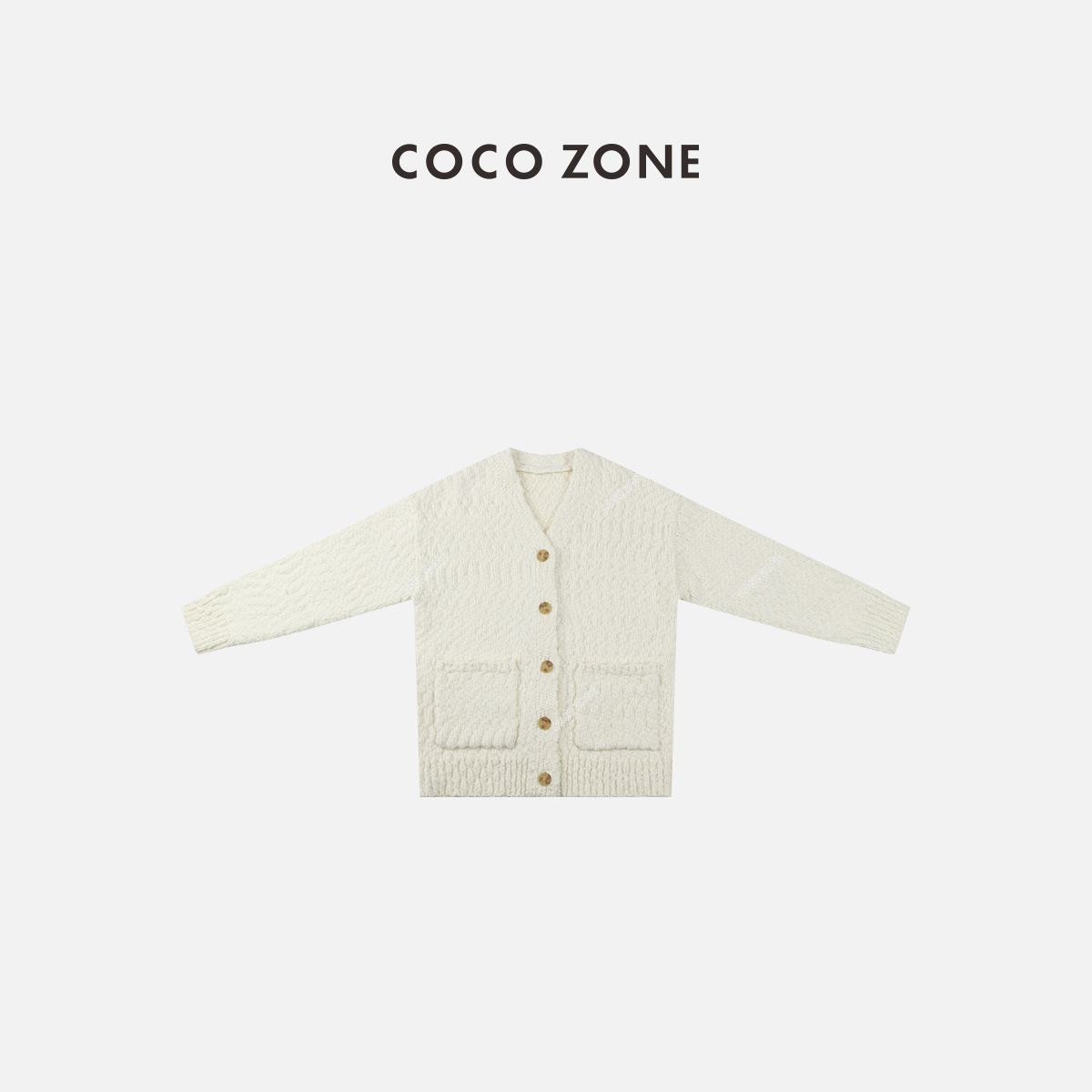 COCO ZONE 刘一一 春秋简约风V领针织开衫设计感长袖时尚百搭毛衣