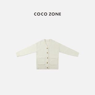 ZONE 时尚 刘一一 设计感长袖 百搭毛衣 春秋简约风V领针织开衫 COCO