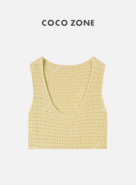 COCO ZONE 无袖外穿别致小背心V领针织镂空吊带上衣 23C18521